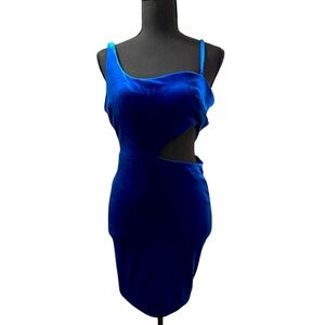 Morgan & Co Royal Blue Velvet Dress with side cutout size 0
